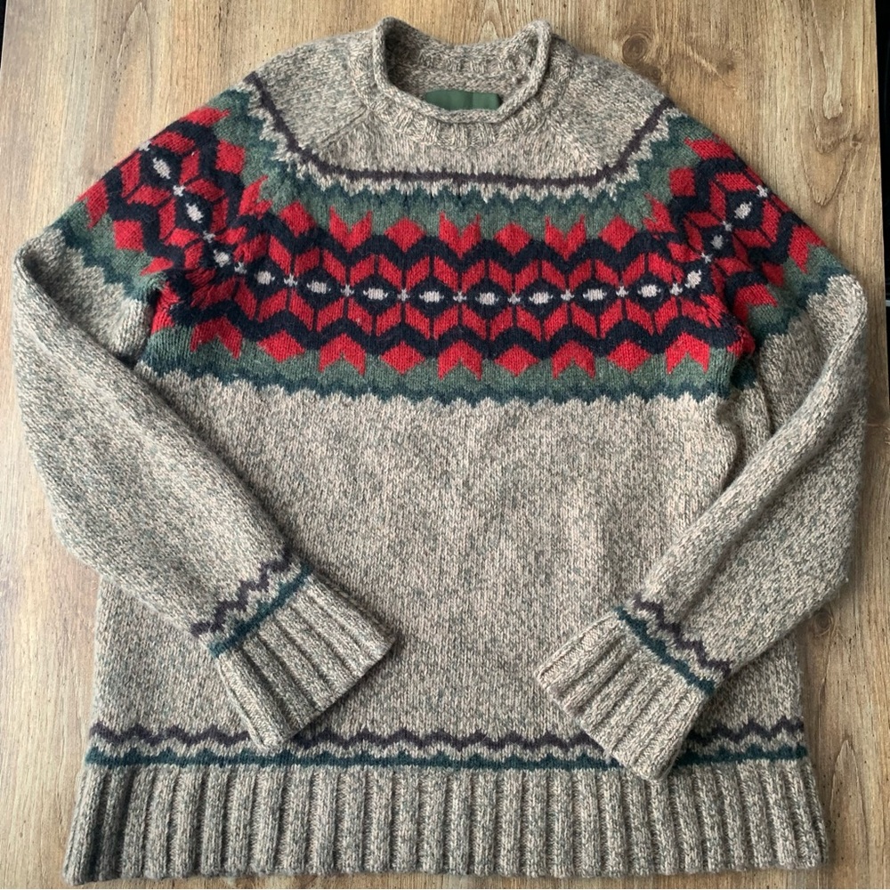 Vintage Eddie Bauer Wool Roll Neck Crew Christmas Sweater
